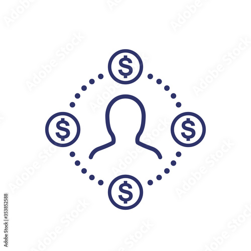 Employee costs or salary icon on white