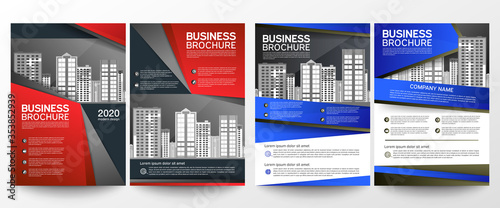 Set business brochure flyer design template with a lot of sky scrapers. City Tall buildings Leaflet cover presentation. Abstract background, modern publication poster magazine Layout in A4 size Vector