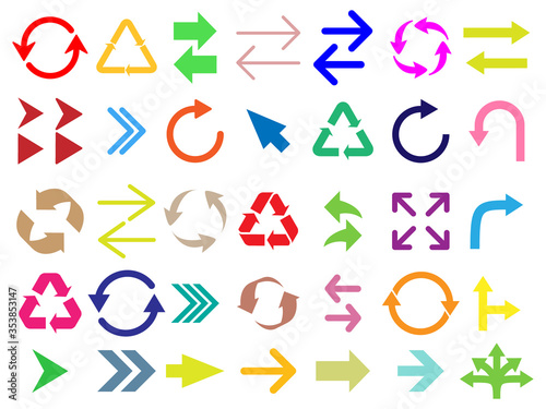 Arrows color set icons. Arrow collection vector illustration isolated on white.