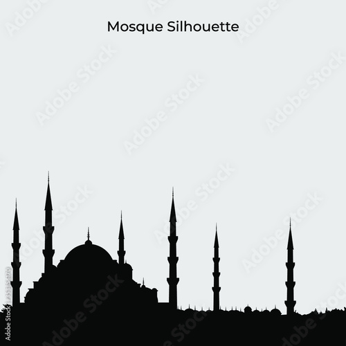 Mosque silhouette vector illustration for islamic background element design.