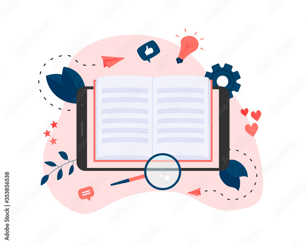 Flat design ebook concept. Online libraries and books
Flat design ebook concept. Online libraries and books