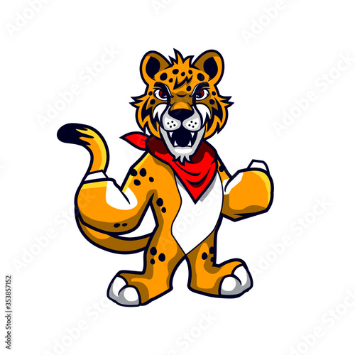 Fototapeta Naklejka Na Ścianę i Meble -  cartoon mascot yellow cheetah roar 