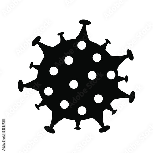 Abstract black Coronavirus (COVID-19) strain icon. Flat simplistic vector illustration virus model for web sign, label or logo
