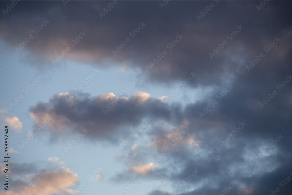 Beautiful magnificent clouds at sunset in the sky