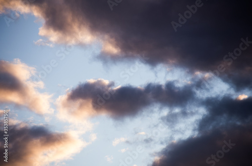 Beautiful magnificent clouds at sunset in the sky