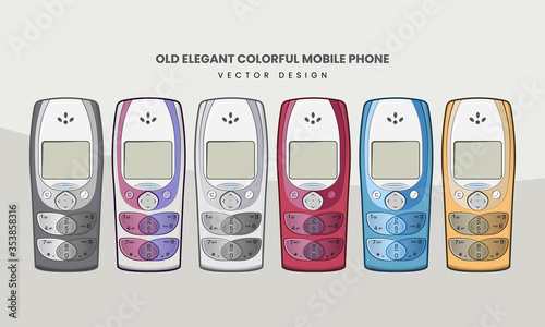 Old Colorful Mobile Phone - Vector Design