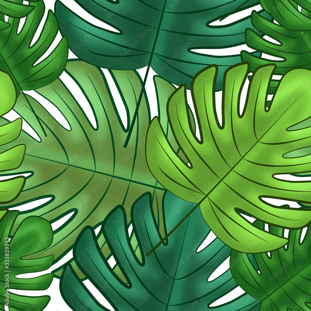Comic monstera leaves