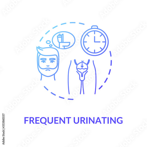 Frequent urination concept icon. Prostatitis symptom idea thin line illustration. Prostate gland inflammation, urinary tract infection. Vector isolated outline RGB color drawing