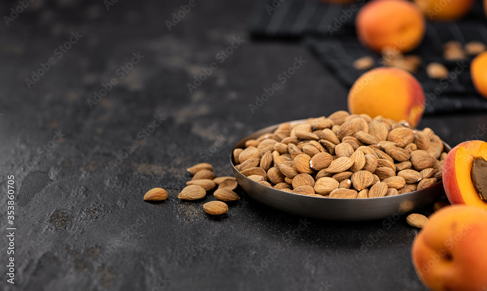 Portion of Apricot Kernels (close up shot) Portion of Apricot Kernels (close up shot)