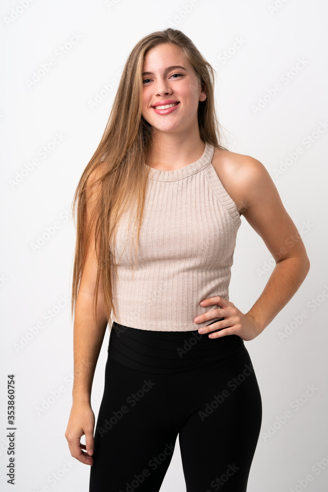 Portrait of beautiful teenager blonde girl over isolated white background Portrait of beautiful teenager blonde girl over isolated white background