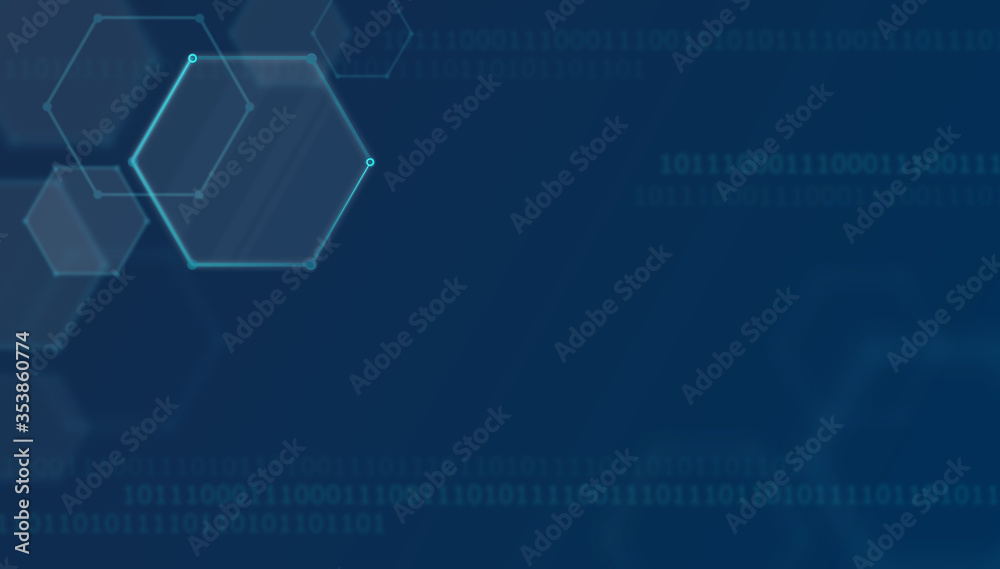 Obraz premium abstract technology line and dot blue background with hexagons