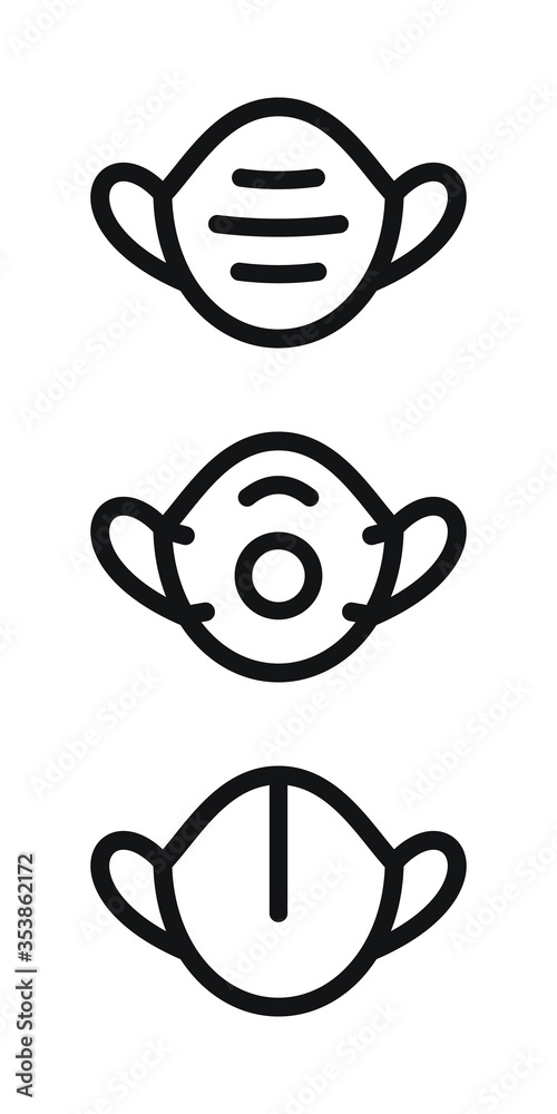 Medical Mask Minimal Outline Icons Medical Mask Minimal Outline Icons