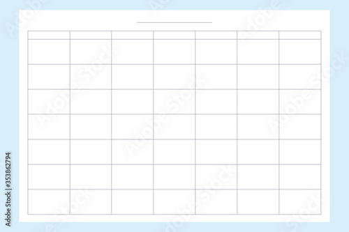 Blank calendar planner template. Vector image of the schedule of the week.