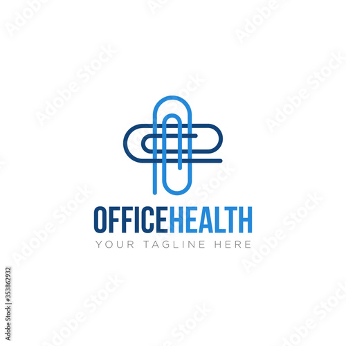 officehealth logo, creative paper clip make cross health vector