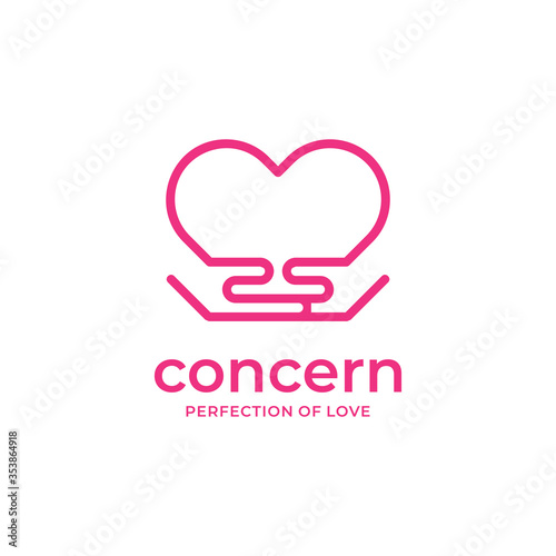Simple modern design logo with a symbol of caring for perfect love