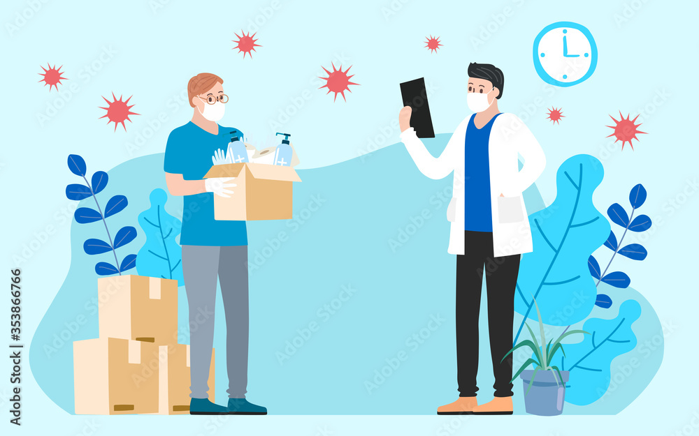 Humanitarian Support, concept of charity and donation. Give and share your love to people. Volunteering vector illustration. 