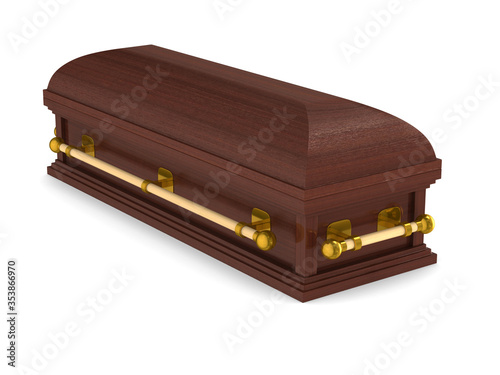 coffin on white background. Isolated 3D illustration