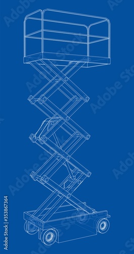 Scissor lift concept outline. Vector