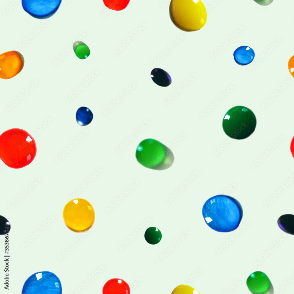 Coloured drops of water seamless pattern