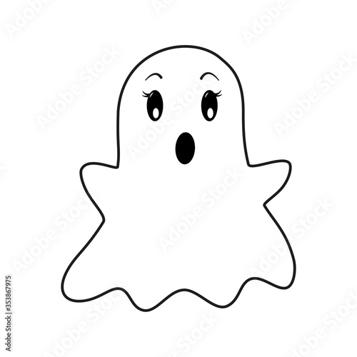 Halloween ghost outline isolated illustration on white background. Cute thin line icon