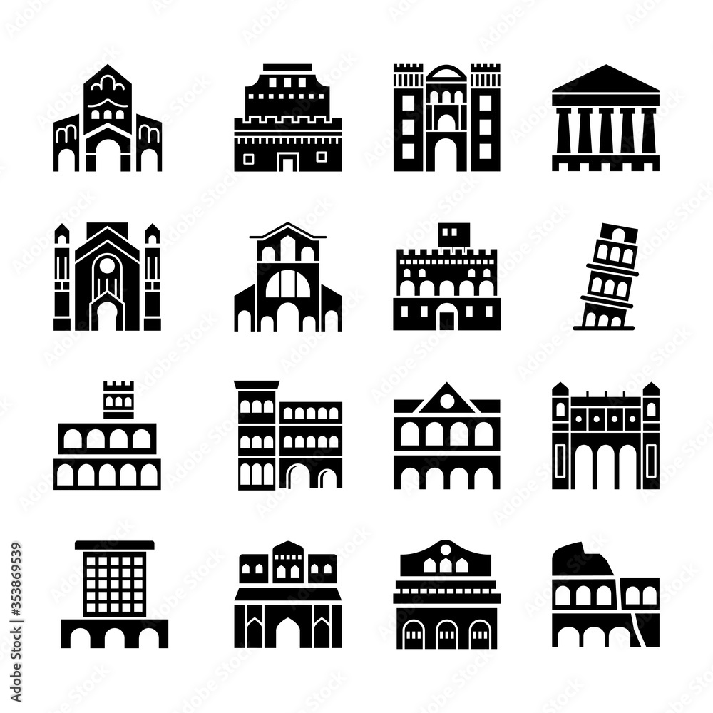 
Pack Of Italy Rome Landmarks Icons
