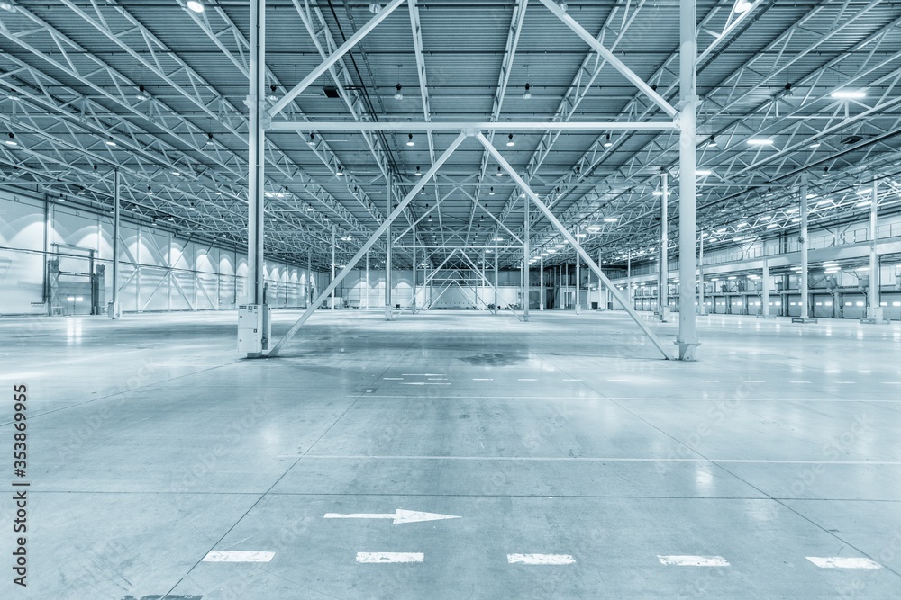 Interior of empty warehouse or garage