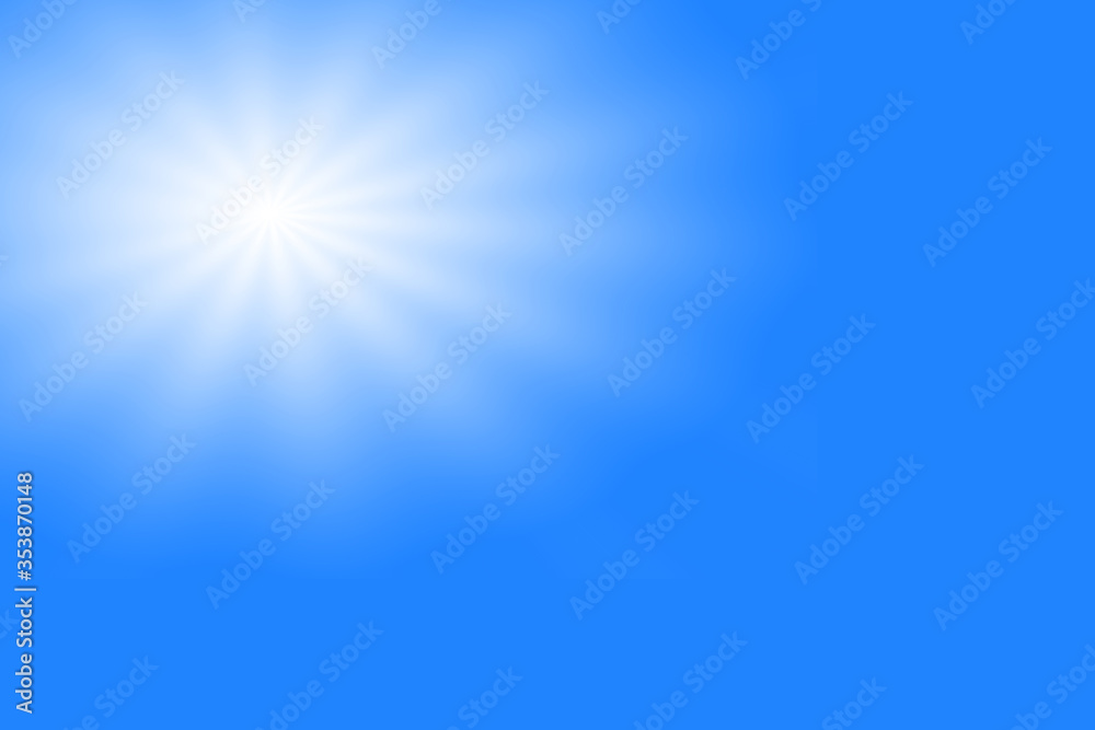 Sunburst lighting on blue clear sky, nature background Sunburst lighting on blue clear sky, nature background