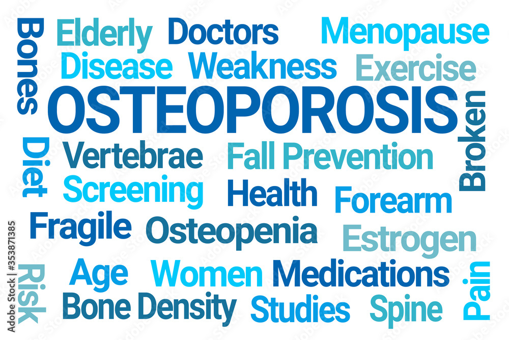 Osteoporosis Word Cloud on White Background