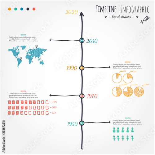  infographic sketch timeline template vector illustration