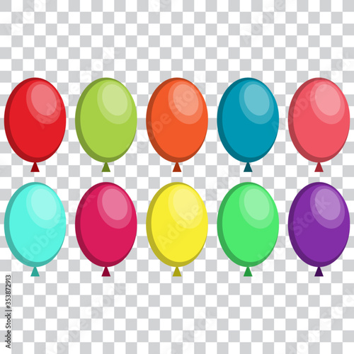 Helium balloons set, isolated, vector illustration.