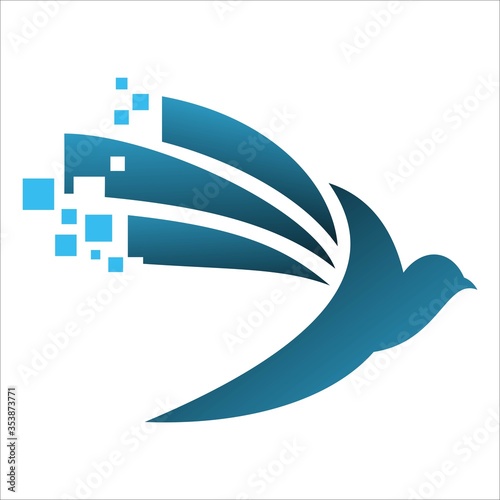 clean fly free bird logo design vector