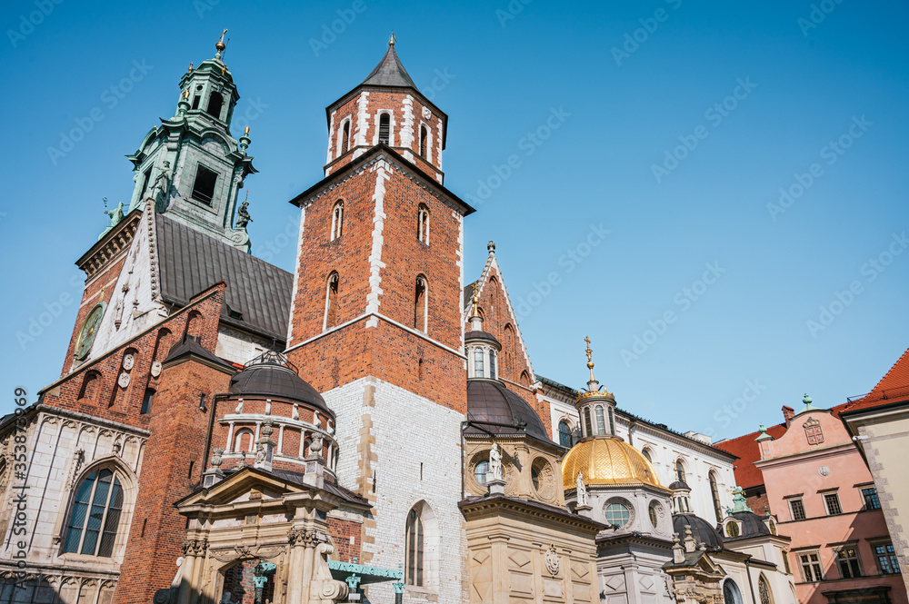 Cathedral of St Stanislaw and St Vaclav and Wawel Castle during the day in Krakow, Poland