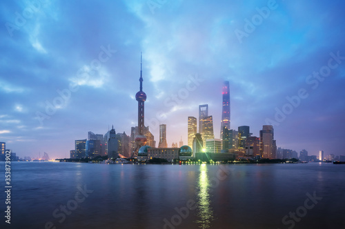 Shanghai skyline in sunrise time  China