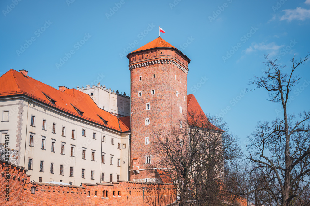 Wawel Castle Tower during the day in Krakow, Poland
