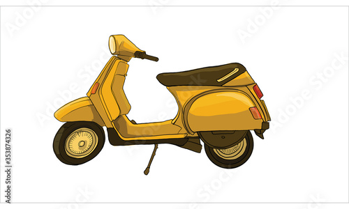 Scooter and vehicle, vintage scooter, vector