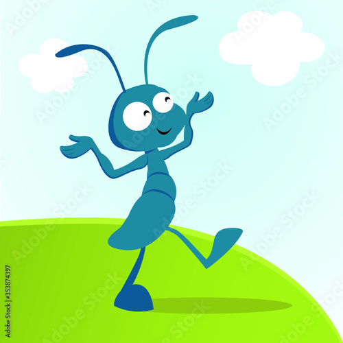 Ant. Vector illustration of an happy ant.