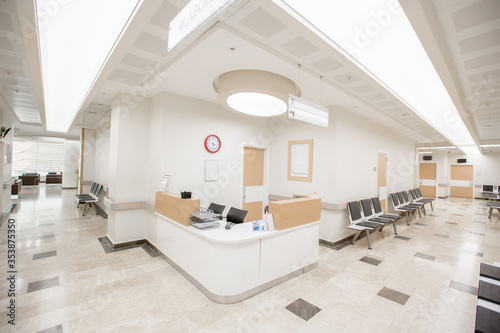 hospital corridor, patient waiting corridor, information desk