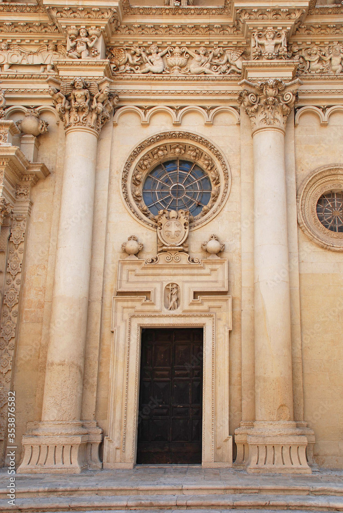 The 17th century baroque Basilica di Santa Croce in the southern Italian city of Lecce
