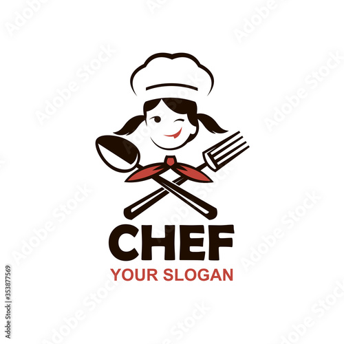 chef woman design with spoon and fork isolated on white background