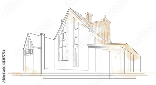 Illustration of modern building on white background