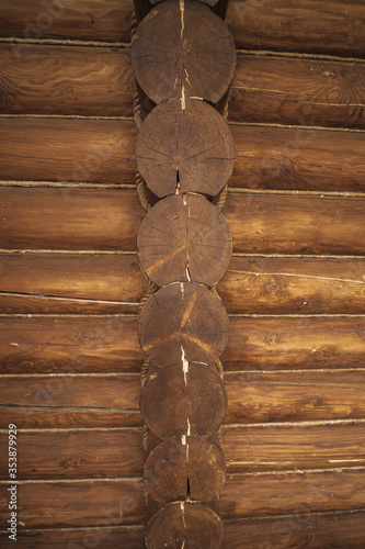 felled and log house, a fragment of cuts close-up photo