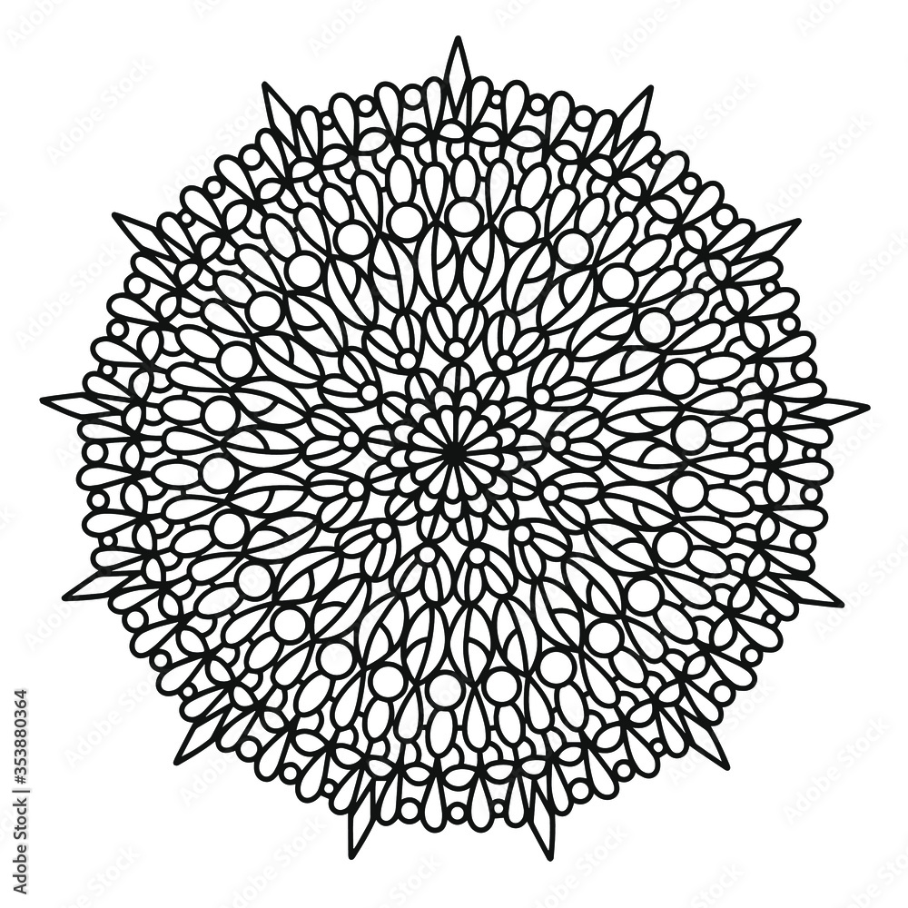 Detailed and interesting vector mandala. A lot of elements. Adult antistress coloring page. Detailed and interesting vector mandala. A lot of elements. Adult antistress coloring page.