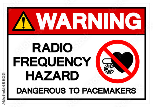 Warning Pacemaker Radio Frequency Hazard Symbol Sign ,Vector Illustration, Isolate On White Background Label. EPS10