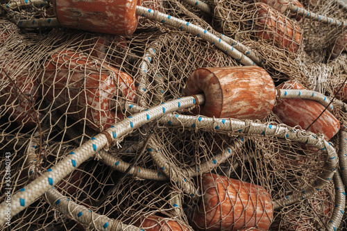 Fishing net with floats. Without fish