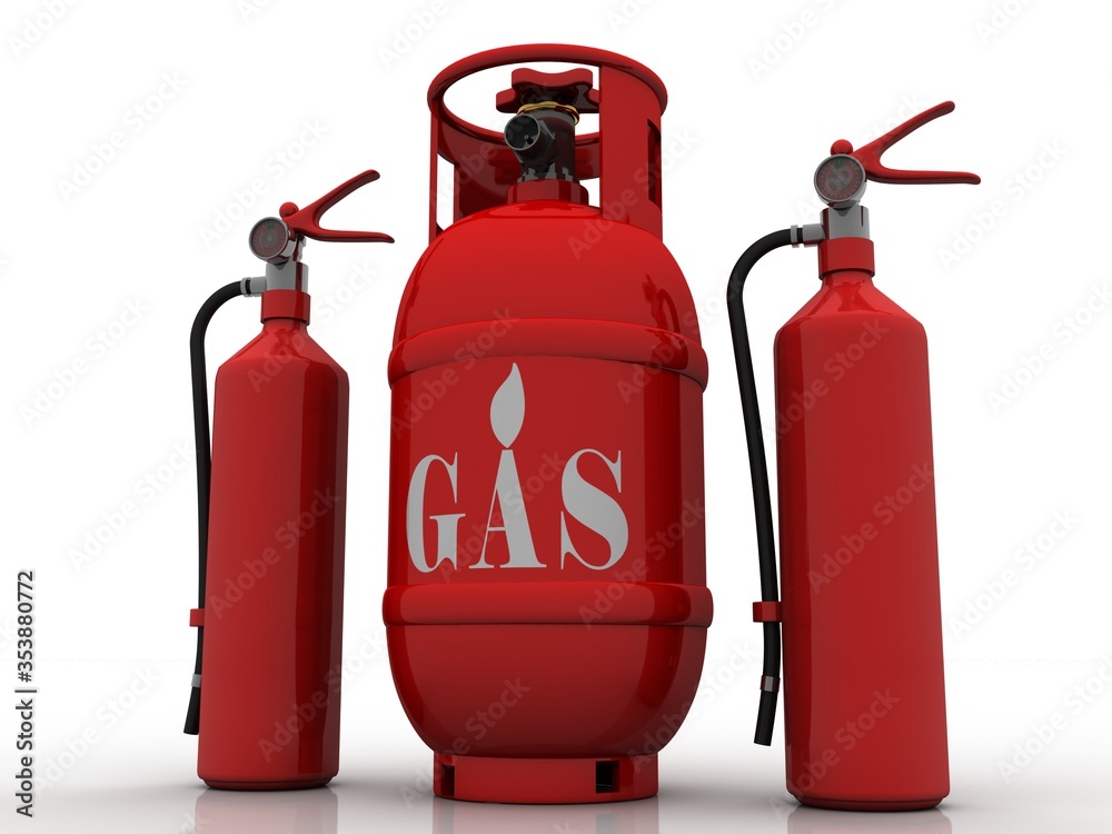 Obraz premium 3d illustration Fire Extinguisher with Gas Cylinder 