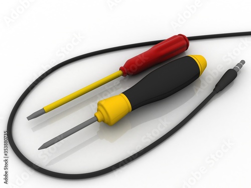 3d rendering screwdriver with aux cable