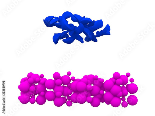 Abstract liquid colorful shapes.  Neon pink and blue cloids. 3d art abstract composition  photo