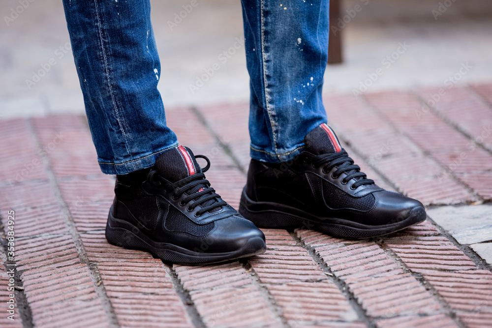 male model on clothes and shoes