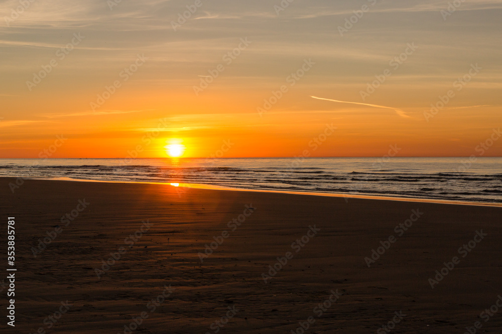 Sunset on the beach, Wissant, North of France