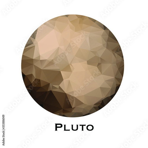 pluto . Triangle polygonal pluto in solar system planet. Polygon design. Low polygon vector illustration with white background. 